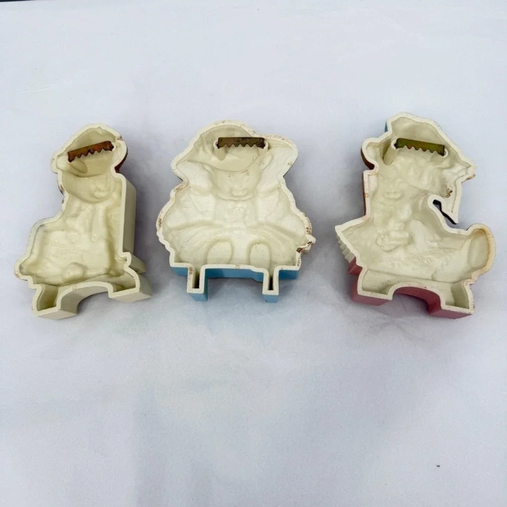 Burwood Products Wall Hanging Teddy Bear Trio VTG Decor Set 3375 Nursery MCM